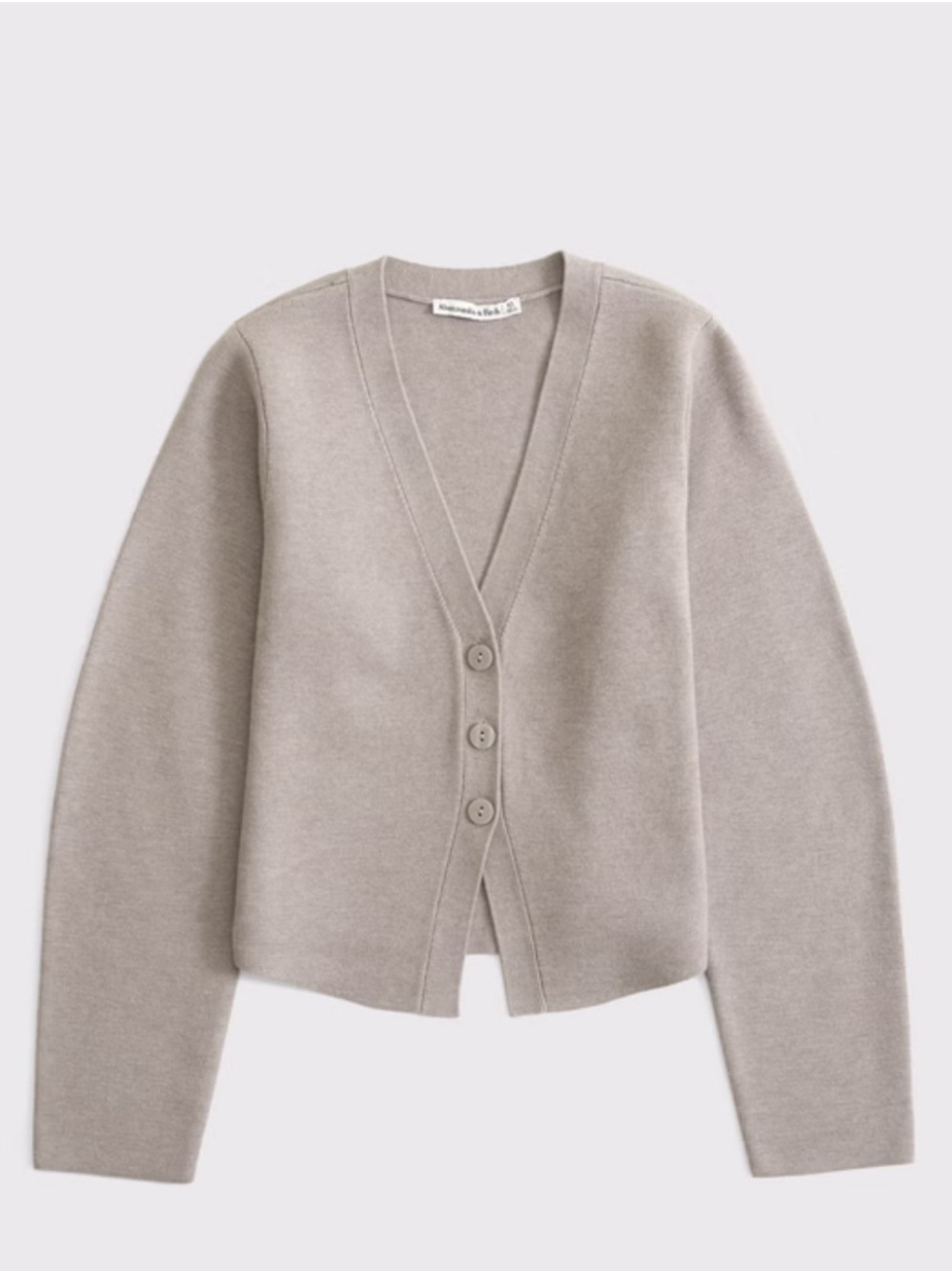 Abercrombie LuxeLoft Rounded Sleeve Cardigan Taupe V-Neck Button Front